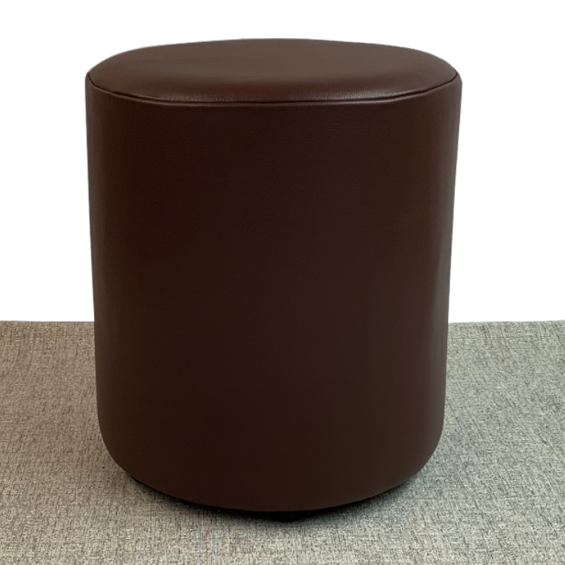 Italian Leather Round Stools Oak Capri Leather (Brown)