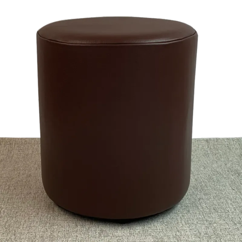 Italian Leather Round Stools Oak Capri Leather (Brown)