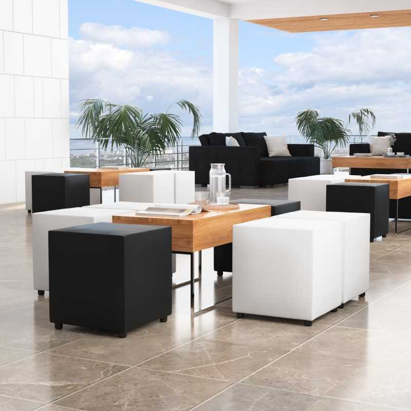 Cube Seating Collections Black & White Faux Leather (Set Of 4)