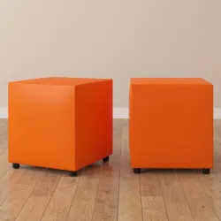 Orange Faux Leather Cube Seats | UK handmade