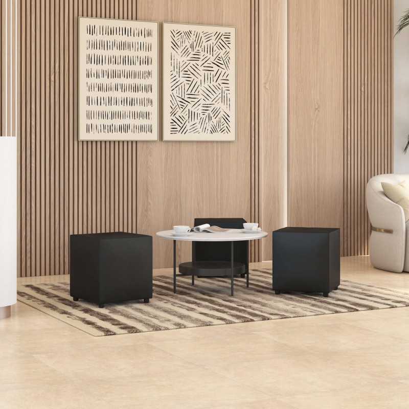 Black Faux Leather Cube Seating | UK handmade | Footstools Direct