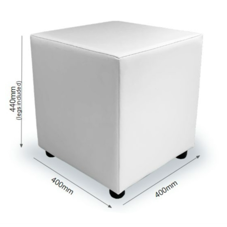 White Faux Leather Cube Seating | UK handmade | Footstools Direct