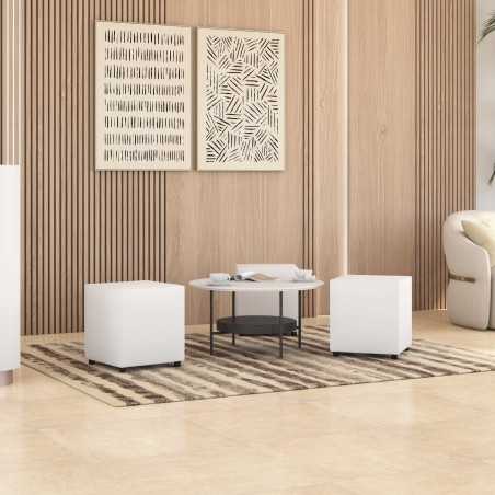 White Faux Leather Cube Seating | UK handmade | Footstools Direct