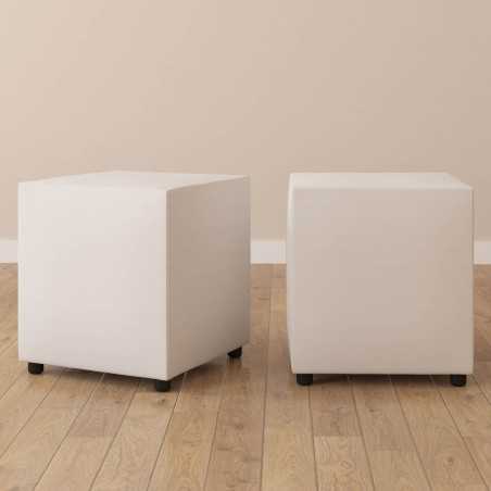 White Faux Leather Cube Seating | UK handmade | Footstools Direct