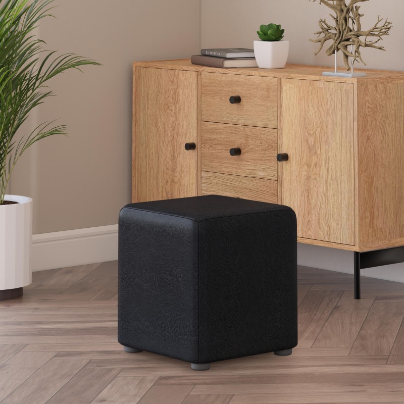 Black Faux Leather Cube Seating | UK handmade | Footstools Direct