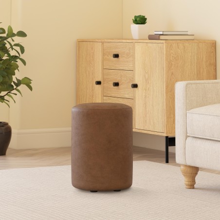 Italian Leather Round Stools | Footstools Direct | UK handmade