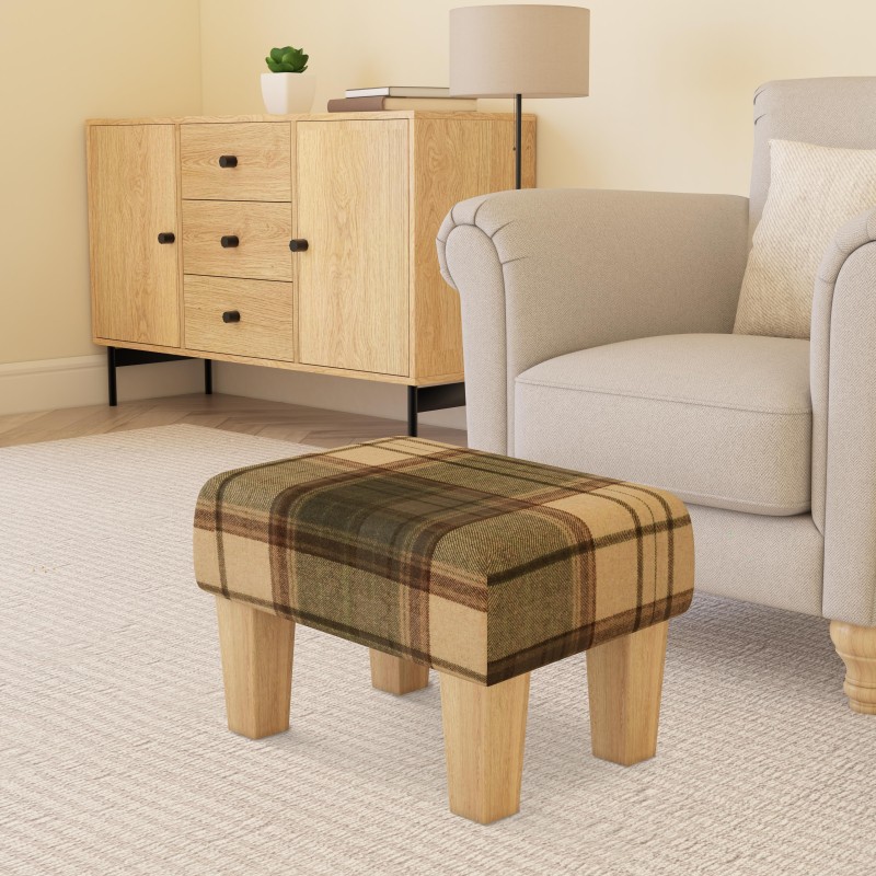 Large Tartan Material Footstools | Footstools Direct | Handmade Goods!