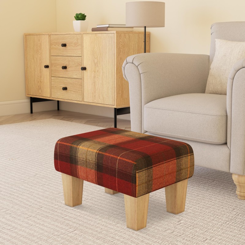 Large Tartan Material Footstools | Footstools Direct | Handmade Goods!