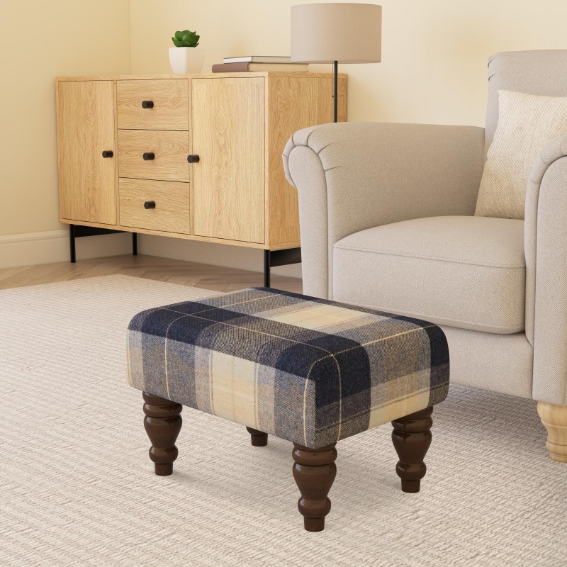Large Tartan Material Footstools | Footstools Direct | Handmade Goods!