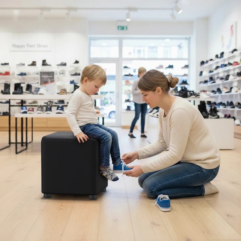 tartan cube footstool